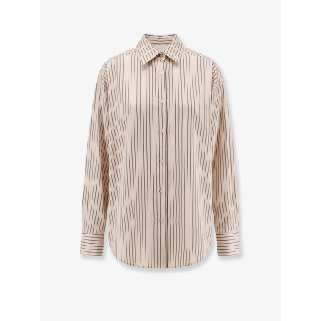 Oversize striped lyocell and silk shirt