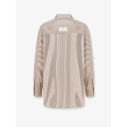 Oversize striped lyocell and silk shirt