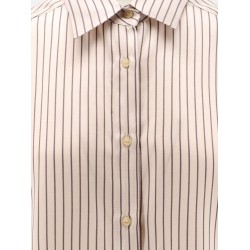 Oversize striped lyocell and silk shirt