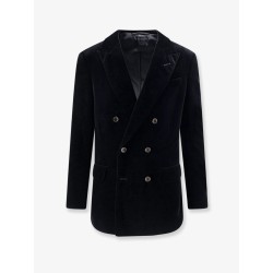 Double-breasted velvet blazer
