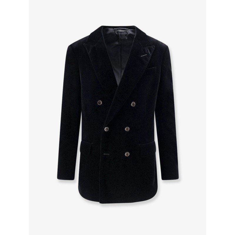 Double-breasted velvet blazer