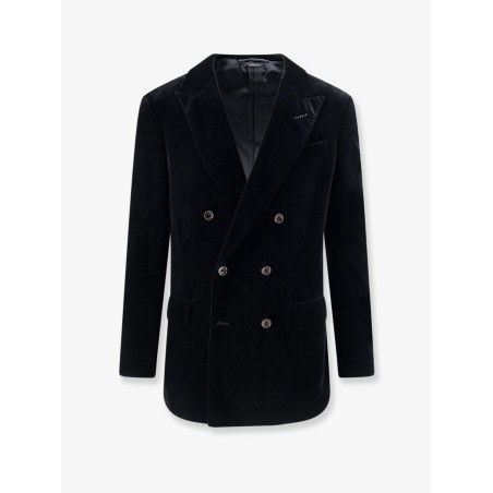 Double-breasted velvet blazer