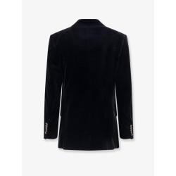 Double-breasted velvet blazer