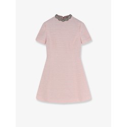 Embroidered Crinkle Cotton Tweed mini dress