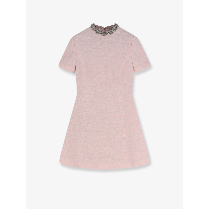 Embroidered Crinkle Cotton Tweed mini dress