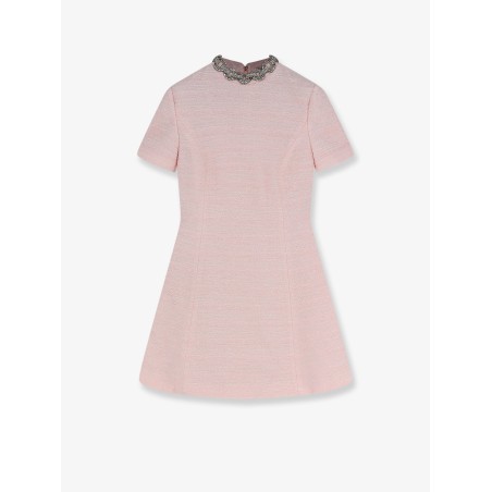 Embroidered Crinkle Cotton Tweed mini dress