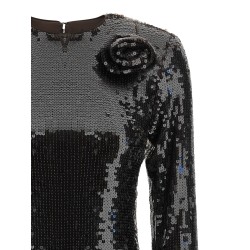 Sequin dress with flower