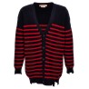 Destroyed effect striped cardigan