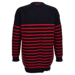 Destroyed effect striped cardigan