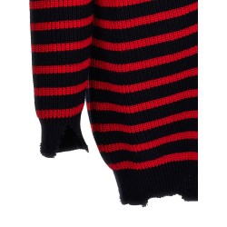 Destroyed effect striped cardigan