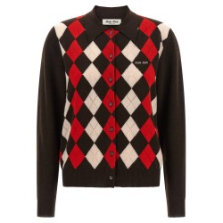 Diamond-shaped collar cardigan