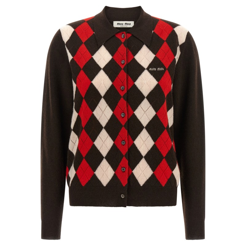 Diamond-shaped collar cardigan