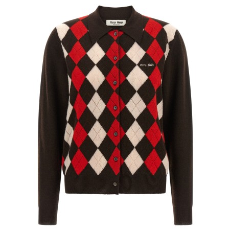 Diamond-shaped collar cardigan