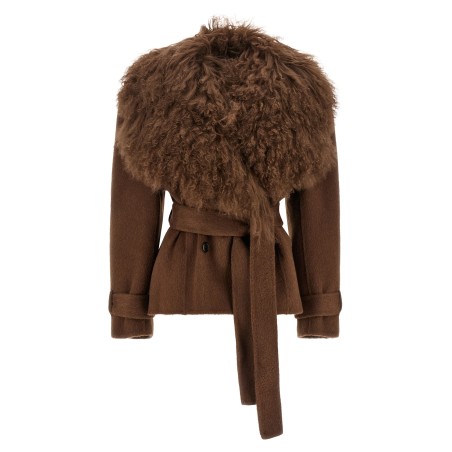 Shearling neck coat