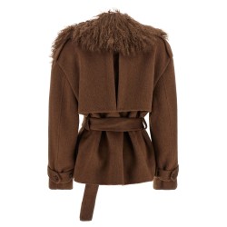 Shearling neck coat