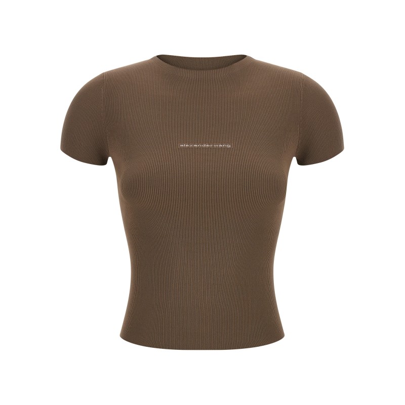 Ribbed T-shirt with logo