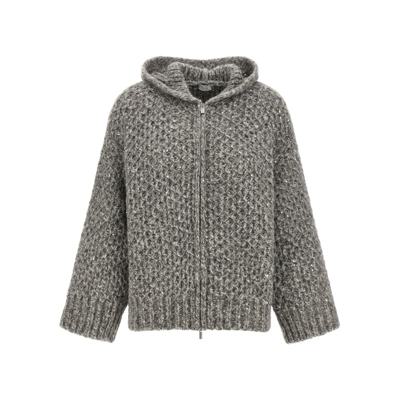 Zipped hooded cardigan
