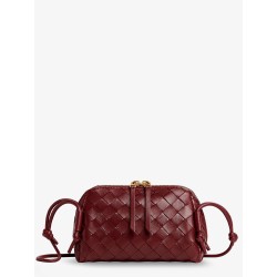 Concert Pouch Leather Shoulder Bag with Intrecciato Pattern