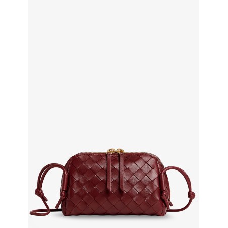 Concert Pouch Leather Shoulder Bag with Intrecciato Pattern