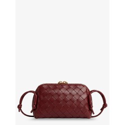 Concert Pouch Leather Shoulder Bag with Intrecciato Pattern