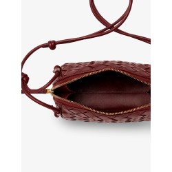 Concert Pouch Leather Shoulder Bag with Intrecciato Pattern