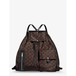 Nylon and leather backpack with Triomphe print
