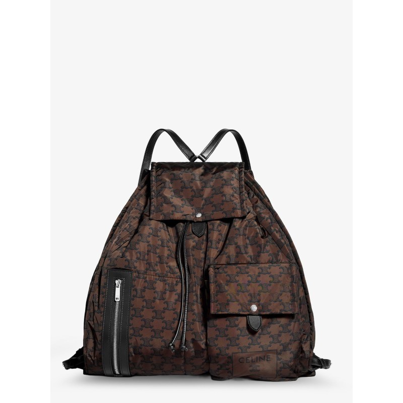 Nylon and leather backpack with Triomphe print