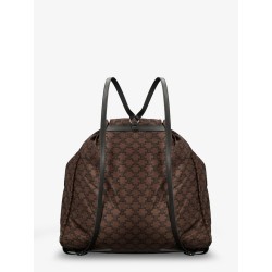 Nylon and leather backpack with Triomphe print
