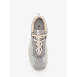 Nylon and suede sneakers with embroidered logo