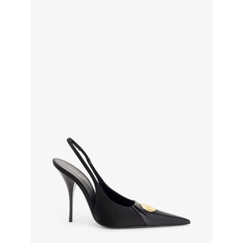 Louis patent leather pumps with logo tag