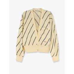 Wool blend cardigan with striped detail