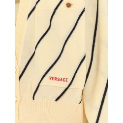 Wool blend cardigan with striped detail