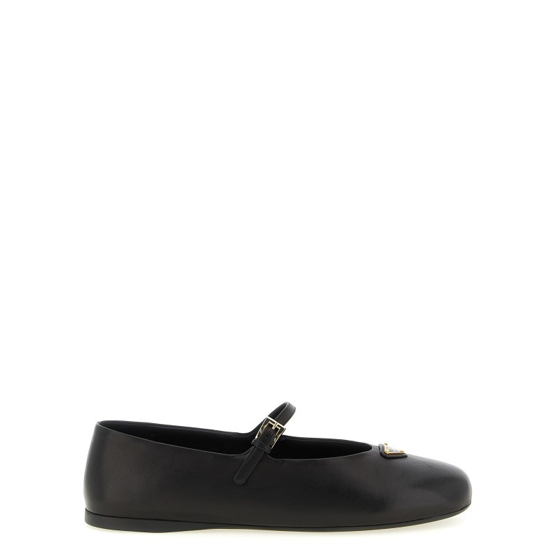 Triangle logo nappa ballet flats