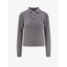 Braided knit wool and cashmere polo shirt
