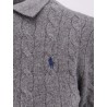 Braided knit wool and cashmere polo shirt
