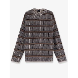 Over striped virgin wool and silk sweater