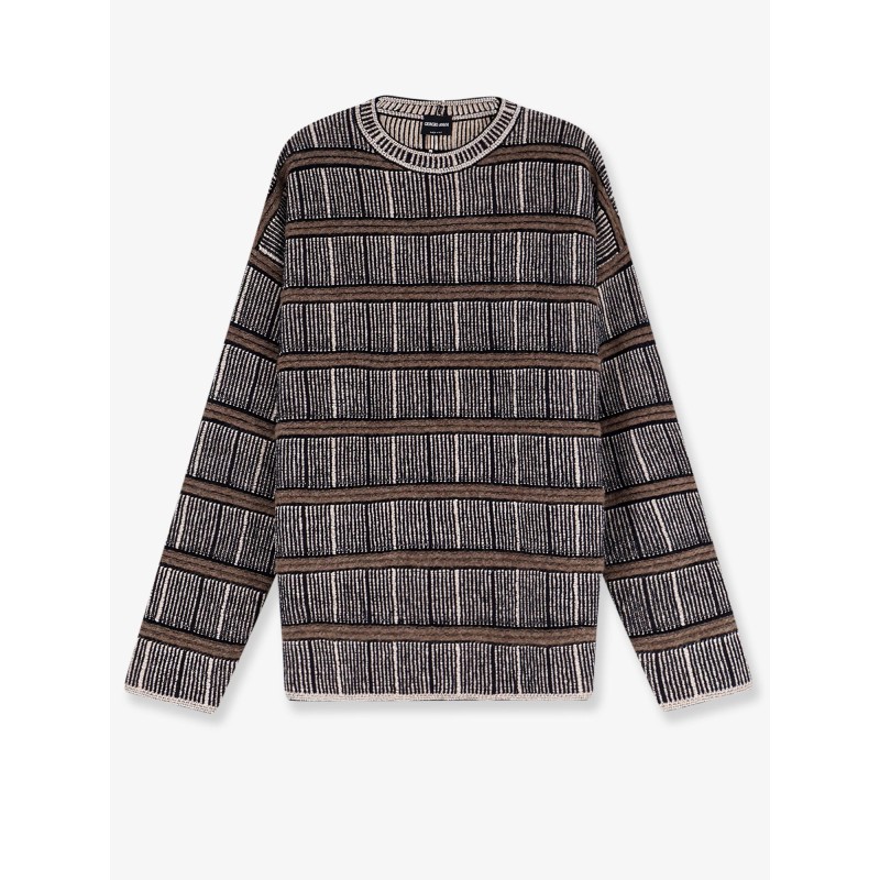 Over striped virgin wool and silk sweater