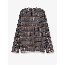 Over striped virgin wool and silk sweater