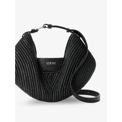 Paula's Ibiza-Swing raffia and leather shoulder bag