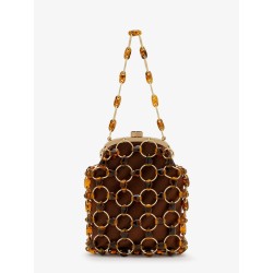 Brielle Wristlet leather handbag with all-over pearl detail