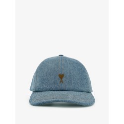 Blue denim hat with embroidered logo