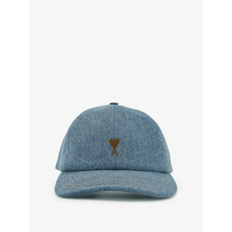 Blue denim hat with embroidered logo