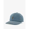 Blue denim hat with embroidered logo