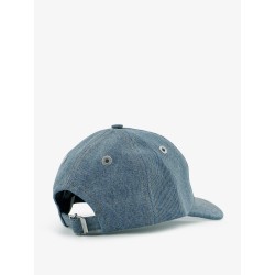 Blue denim hat with embroidered logo