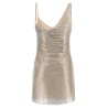 'Champagne Rhinestone Draped Mini' dress