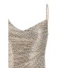 'Champagne Rhinestone Draped Mini' dress
