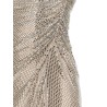 'Champagne Rhinestone Draped Mini' dress