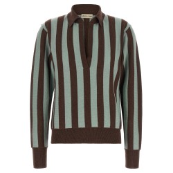 Striped knit polo shirt