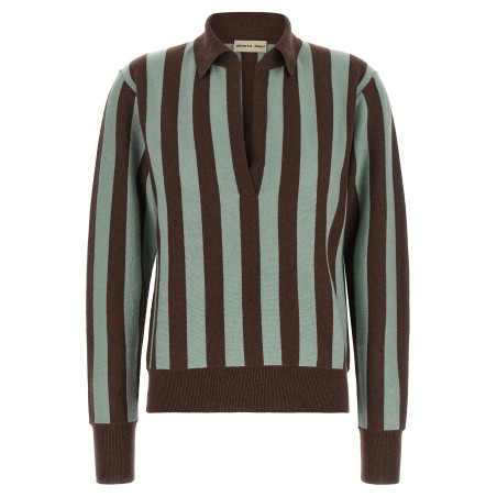 Striped knit polo shirt