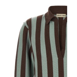 Striped knit polo shirt